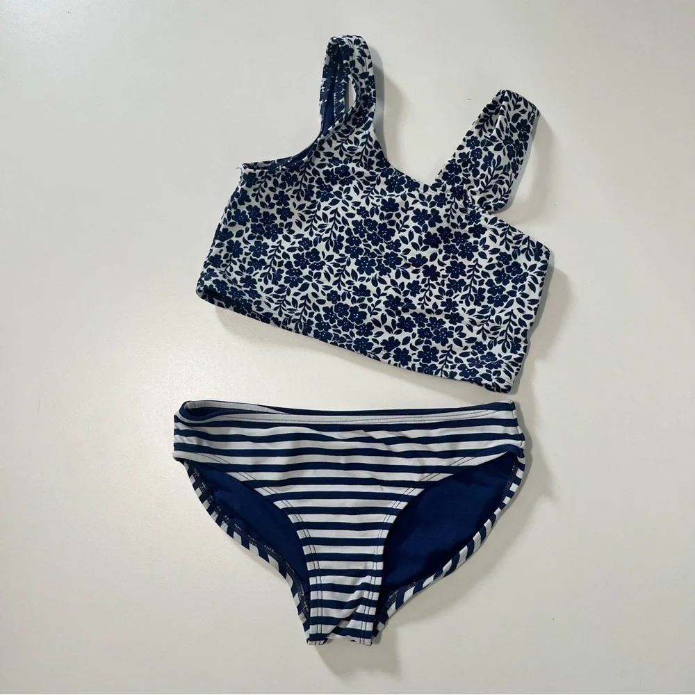 GAP Kids Blue Floral and Striped Bikini